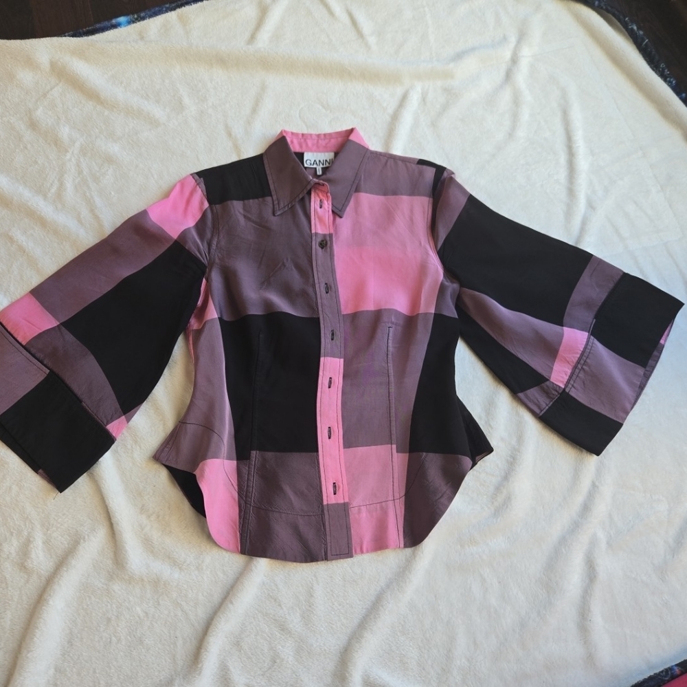 Ganni 3/4 sleeve shirt